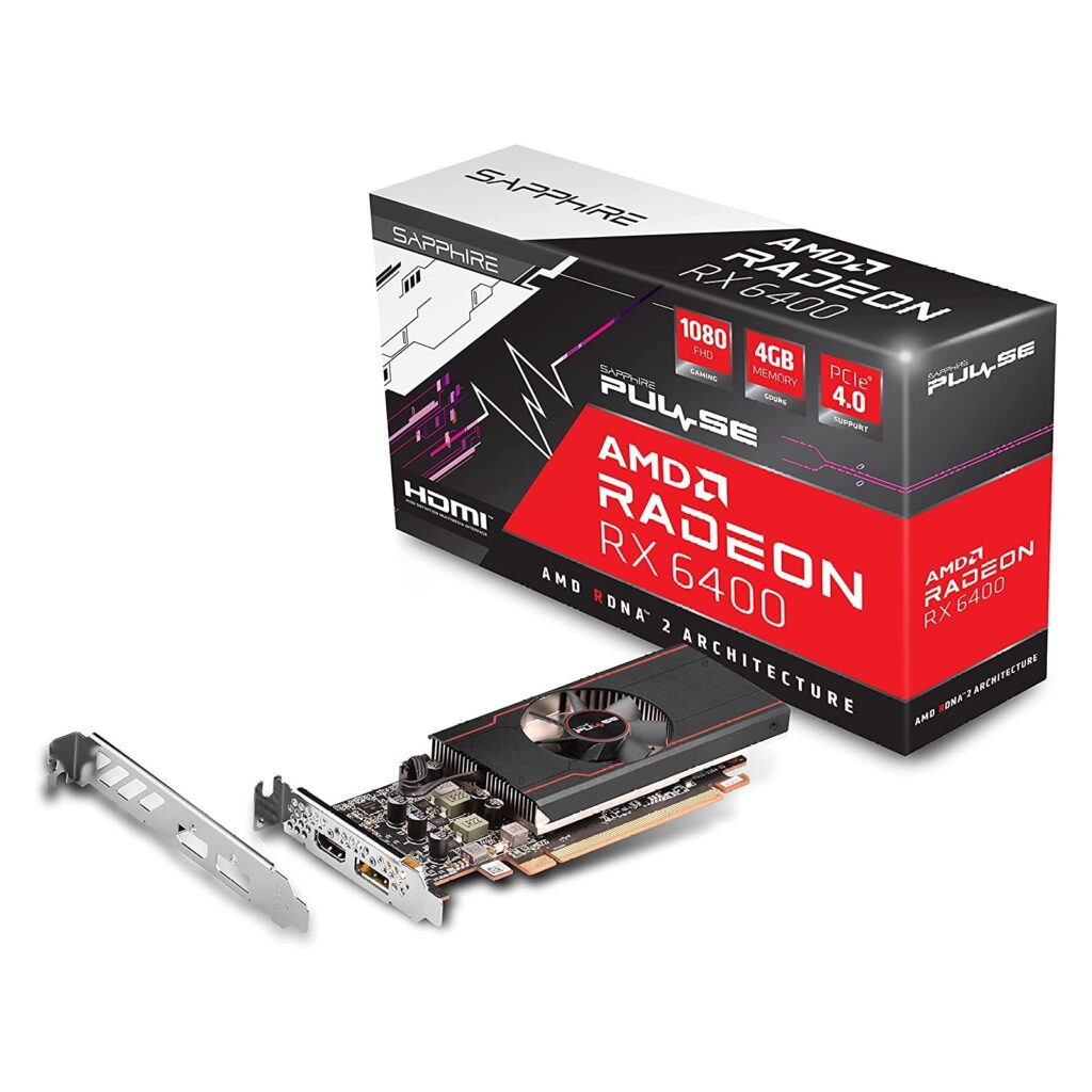 SAPPHIRE PULSE AMD Radeon RX 6400 4GB GDDR6 PCI Express 4.0 Low Profile Graphics Card