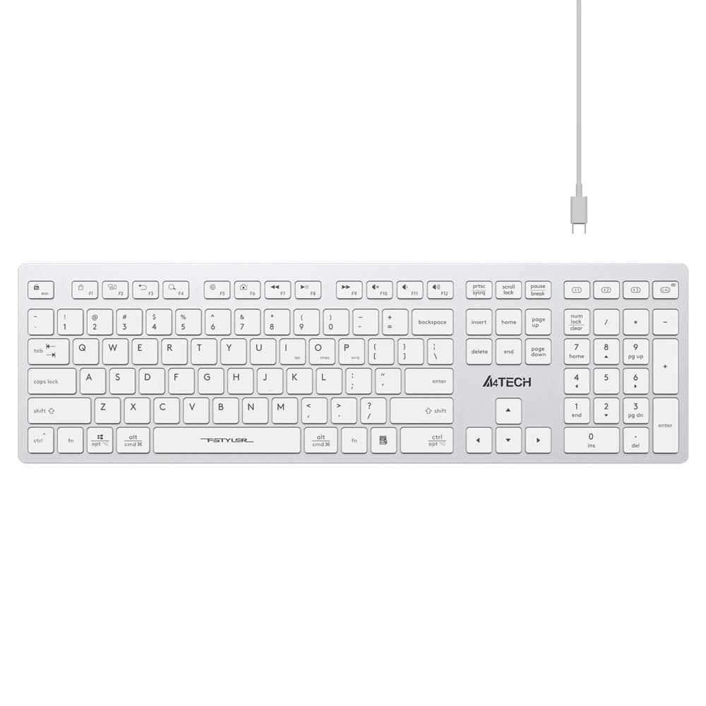 A4tech FBX50C Fstyler Bluetooth & 2.4G Scissor Switch Keyboard, US Layout – White