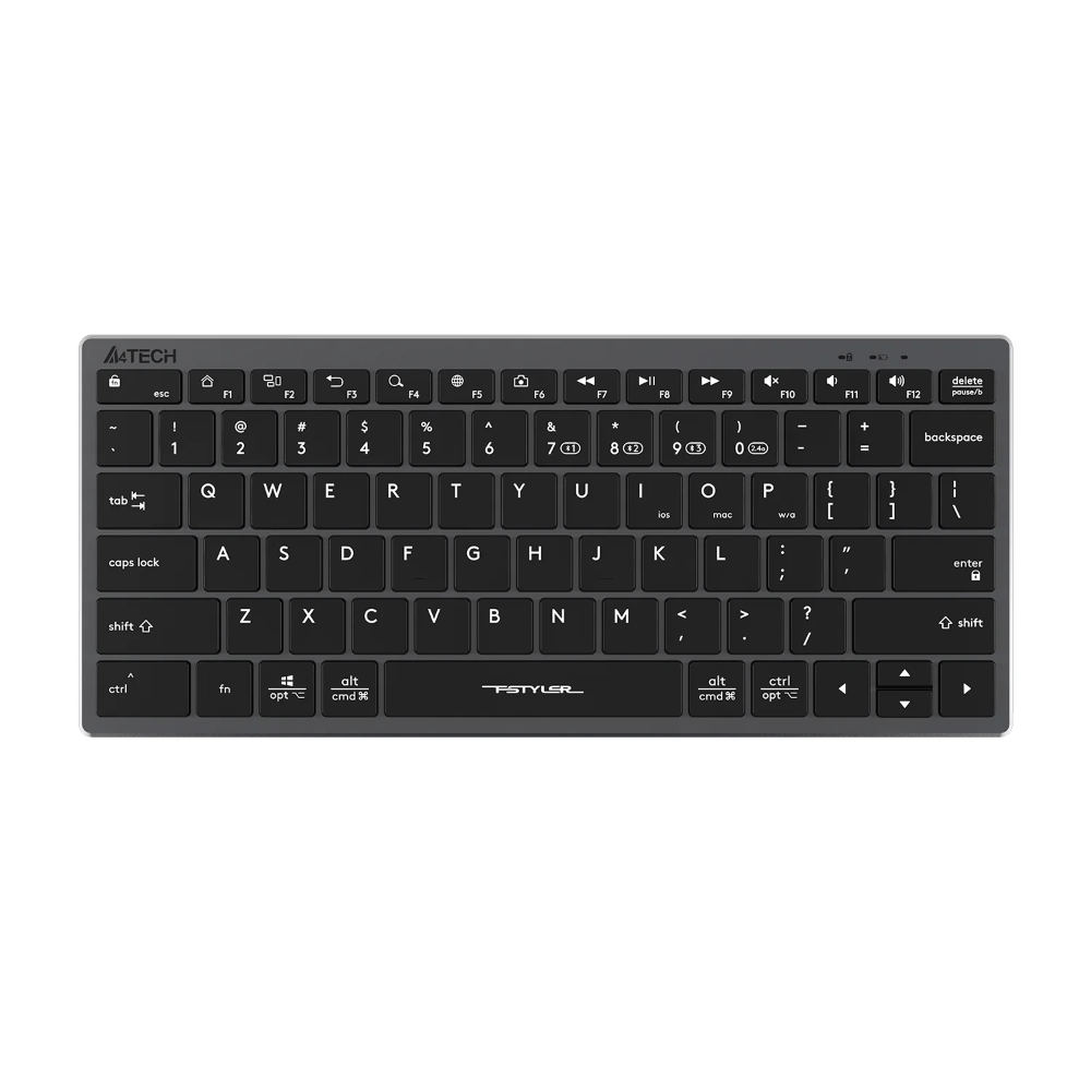 A4tech FBX51C Fstyler Bluetooth & 2.4G Scissor Switch Compact Keyboard, Type C, US Layout – Grey