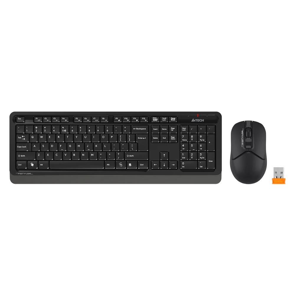 A4tech FG1012S Fstyler 2.4G Multimedia Wireless Desktop Set (FGK10+FG12S Silent Click), USB, US Layout – Black