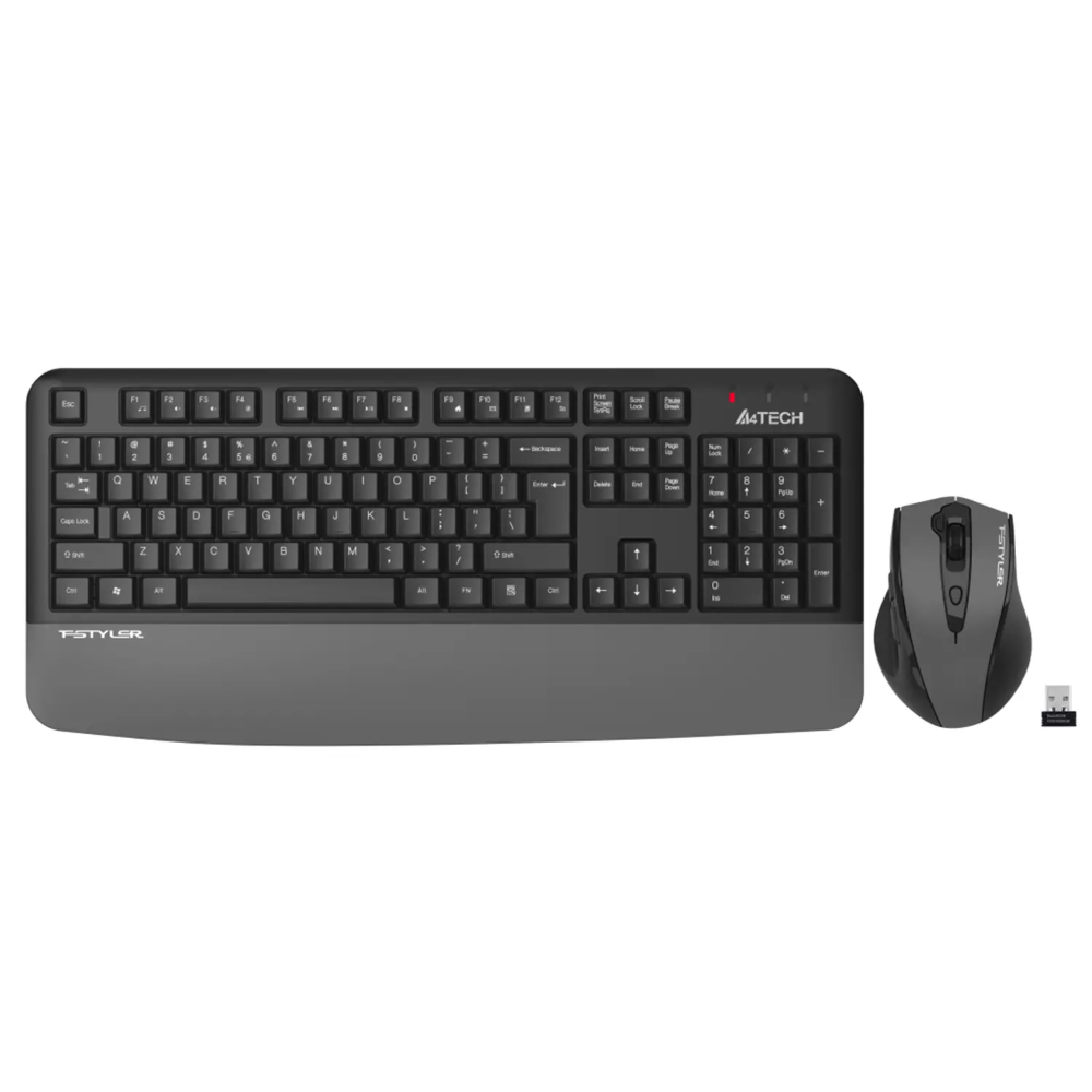 A4tech FG2500S Plus Fstyler 2.4G Multimedia Wireless Desktop Set (FGK20+FG55S Plus Silent Click), US Layout – Grey
