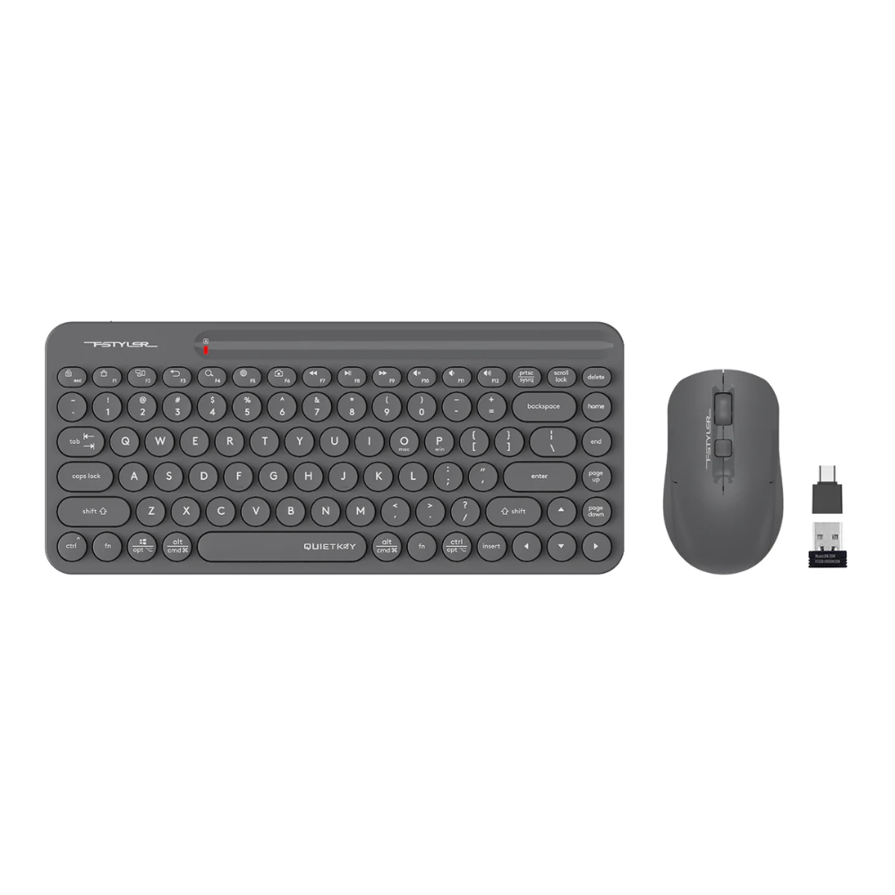 A4tech FG3200 Air2 Fstyler 2.4G Wireless QuietKey Compact Combo Set (FGK32+FG16S Air2), US Layout – Grey