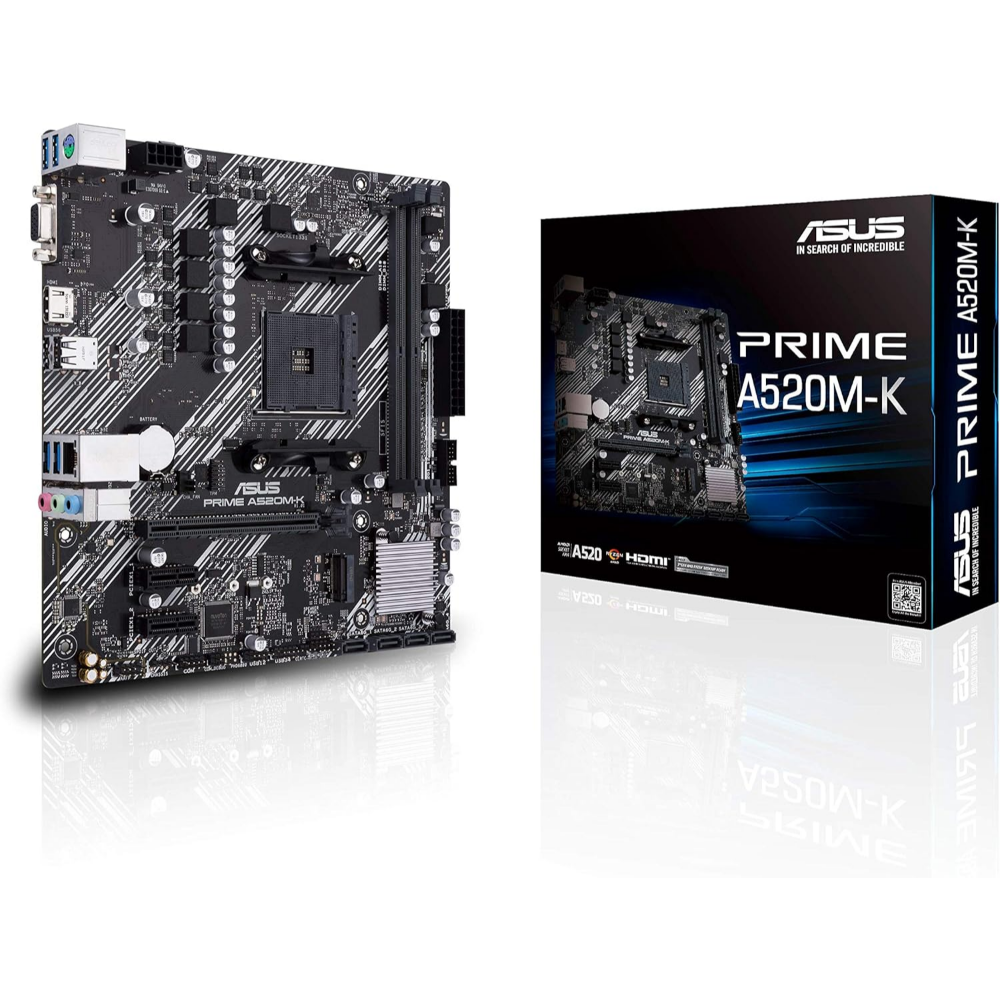 ASUS PRIME A520M-K AMD AM4 (3rd Gen Ryzen) Micro-ATX Motherboard