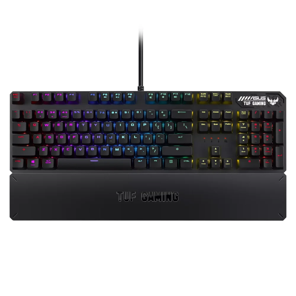 ASUS RA05 TUF K3 Gaming Mechanical Keyboard for PC | Programmable Onboard Memory | Dedicated Media Controls, Aura Sync RGB Lighting | Detachable Magnetic Wrist Rest | Highly Durabl