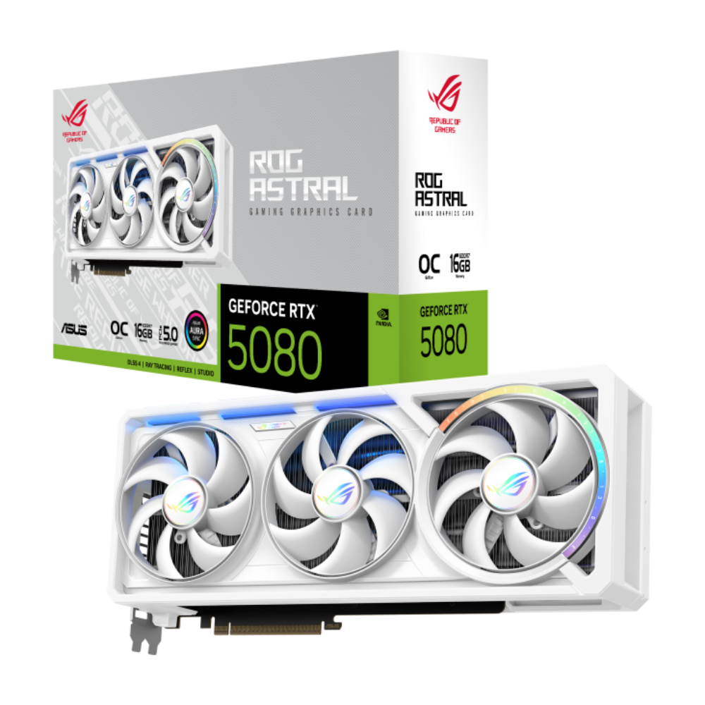 ASUS ROG Astral GeForce RTX 5080 16GB GDDR7 White OC Gaming Graphics Card