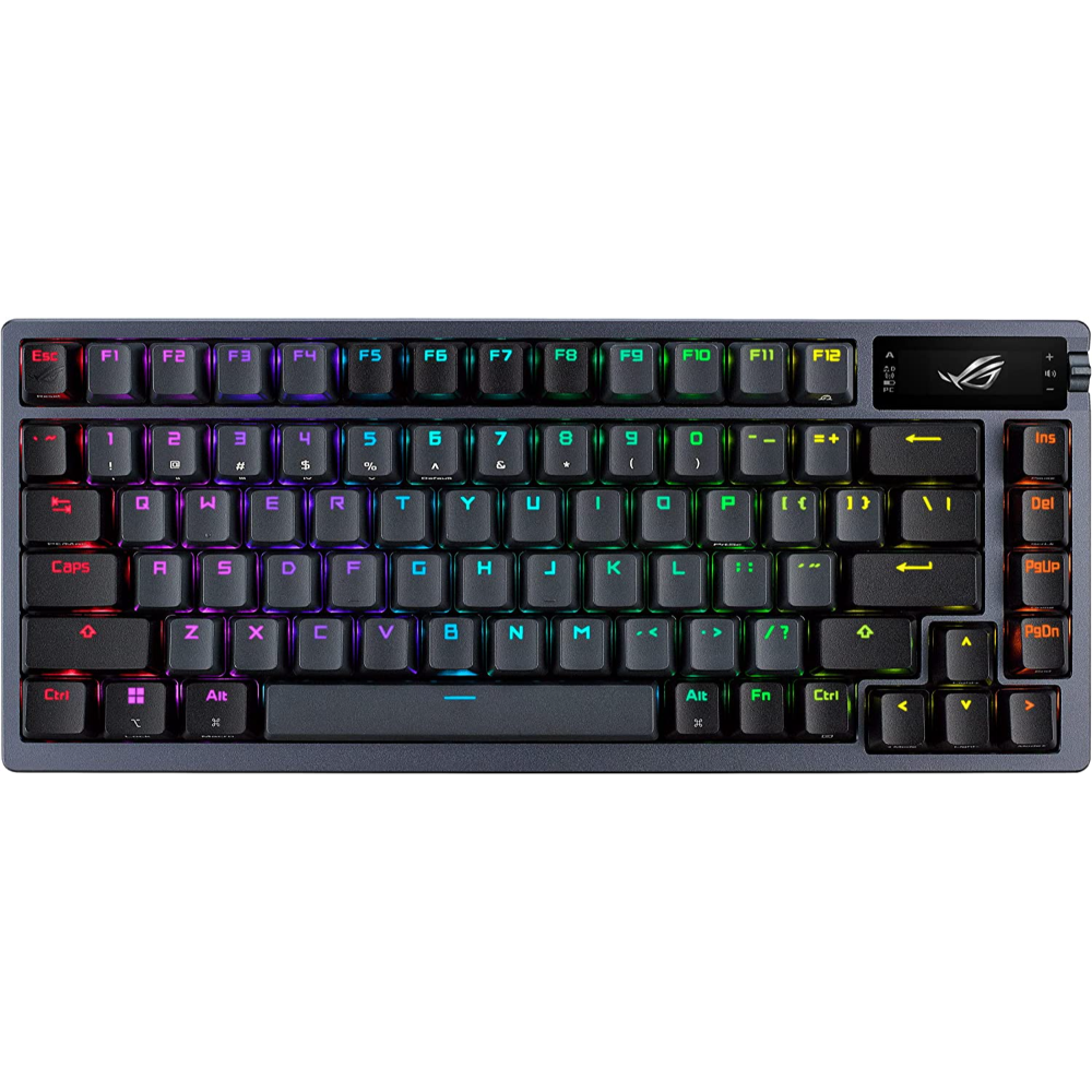 ASUS ROG Azoth 75% Wireless DIY Custom Gaming Keyboard, OLED Display, Three-Layer Dampening, Hot-Swappable ROG NX Snow Linear Switches & Keyboard Stabilizers, PBT Keycaps, RGB – Bl