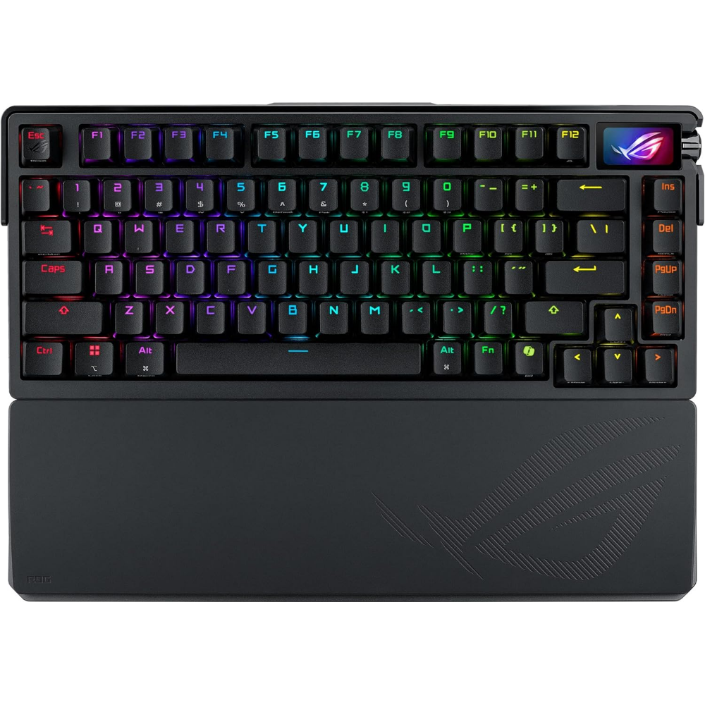 ASUS ROG Azoth Extreme 75% Custom Gaming Keyboard, Aluminum Chassis, Carbon Fiber Positioning Plate, Adjustable Gasket Mount, Three-Layer Dampening, Color OLED Touchscreen, ROG NX