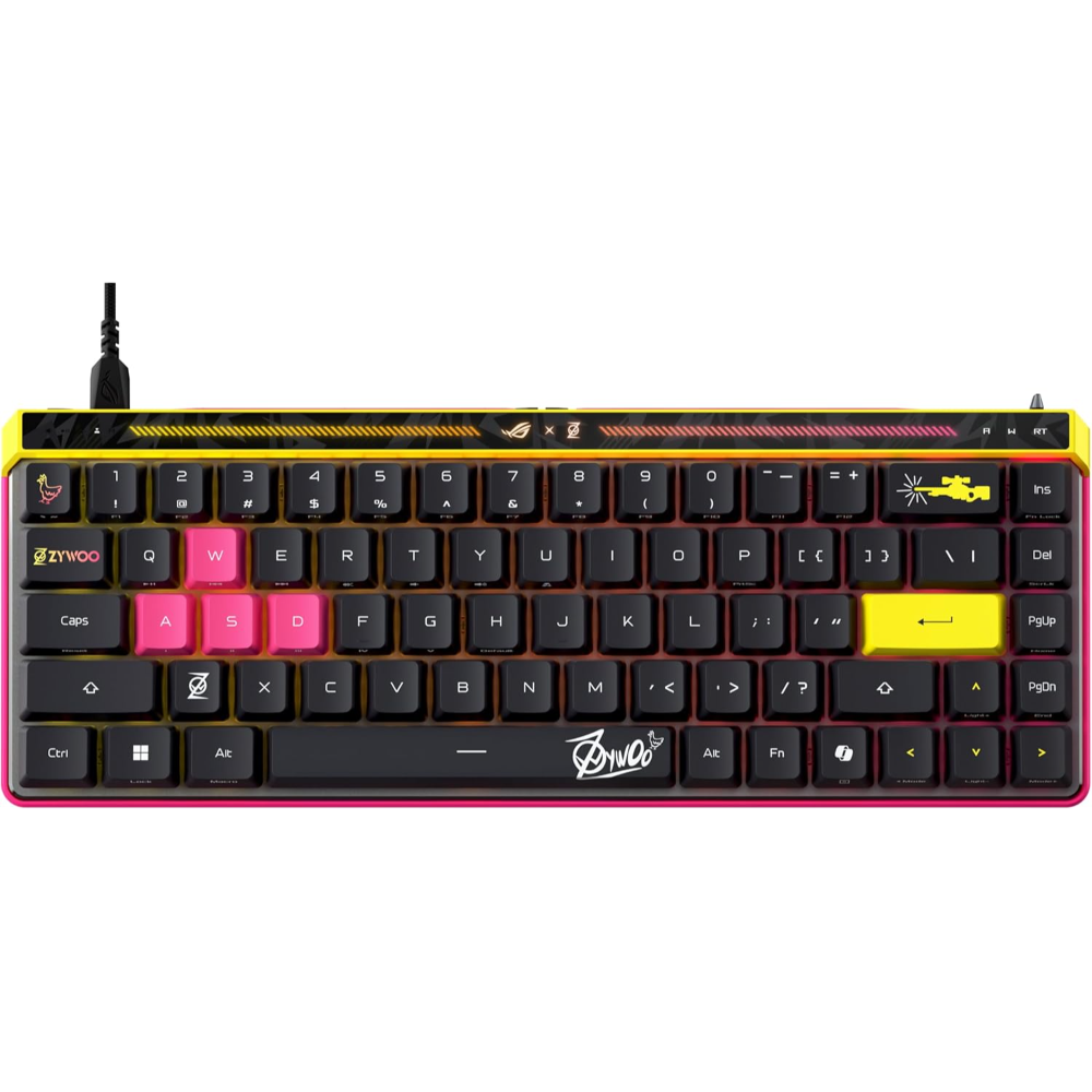 ASUS ROG Falchion Ace HFX Hall Effect Wired Gaming Keyboard, 65% TKL, Dual USB-C, Magnetic Switch, Rapid Trigger, Speed Tap, 8K Hz Polling, Touch Panel, Protective Cover, PBT Keyca
