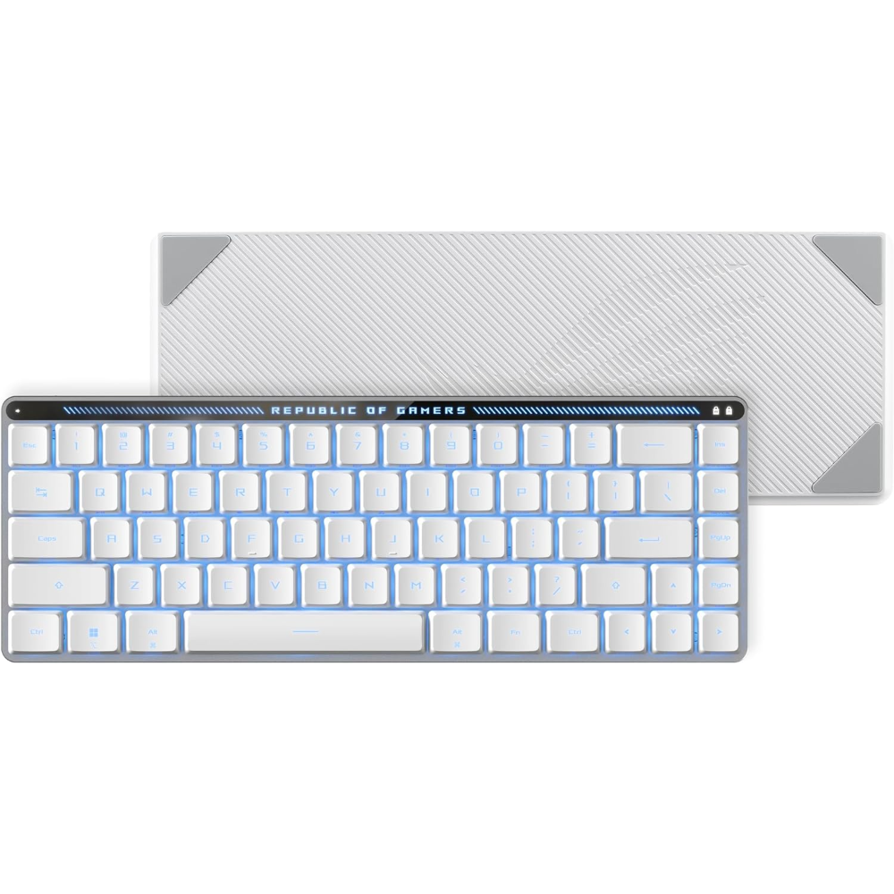 ASUS ROG Falchion RX Low Profile 65% Wireless Gaming Keyboard with ROG RX Red Low-Profile switches, tri-Mode Connection with ROG SpeedNova, Silicone dampening Foam, Touch Panel, an