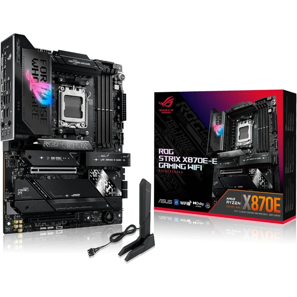 ASUS ROG Strix X870E-E Gaming WiFi AM5 ATX Motherboard, 18+2+2 Power Stages, Dynamic OC Switcher, Core Flex, DDR5 AEMP, WiFi 7, 5x M.2, PCIe 5.0, Q-Release Slim, USB4, AI OCing & N