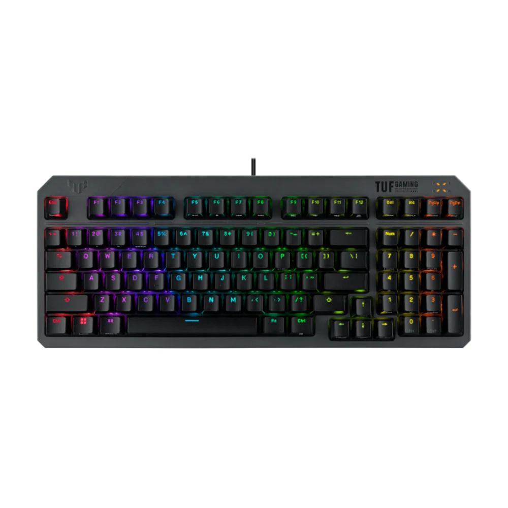 ASUS RA07 TUF Gaming K3 Gen II Keyboard with Compact 97-key Layout, Optical-mechanical RGB Switches, Silicone-gasket Mount, Dampening Foam, IP57 Waterproofing, A Detachable Top Pla