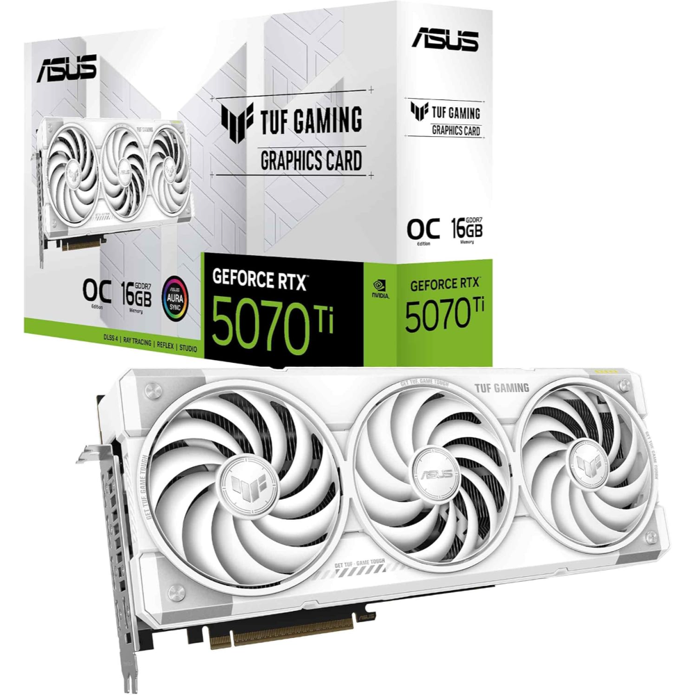 ASUS TUF Gaming GeForce RTX 5070 Ti 16GB GDDR7 OC Gaming Graphics Card – White