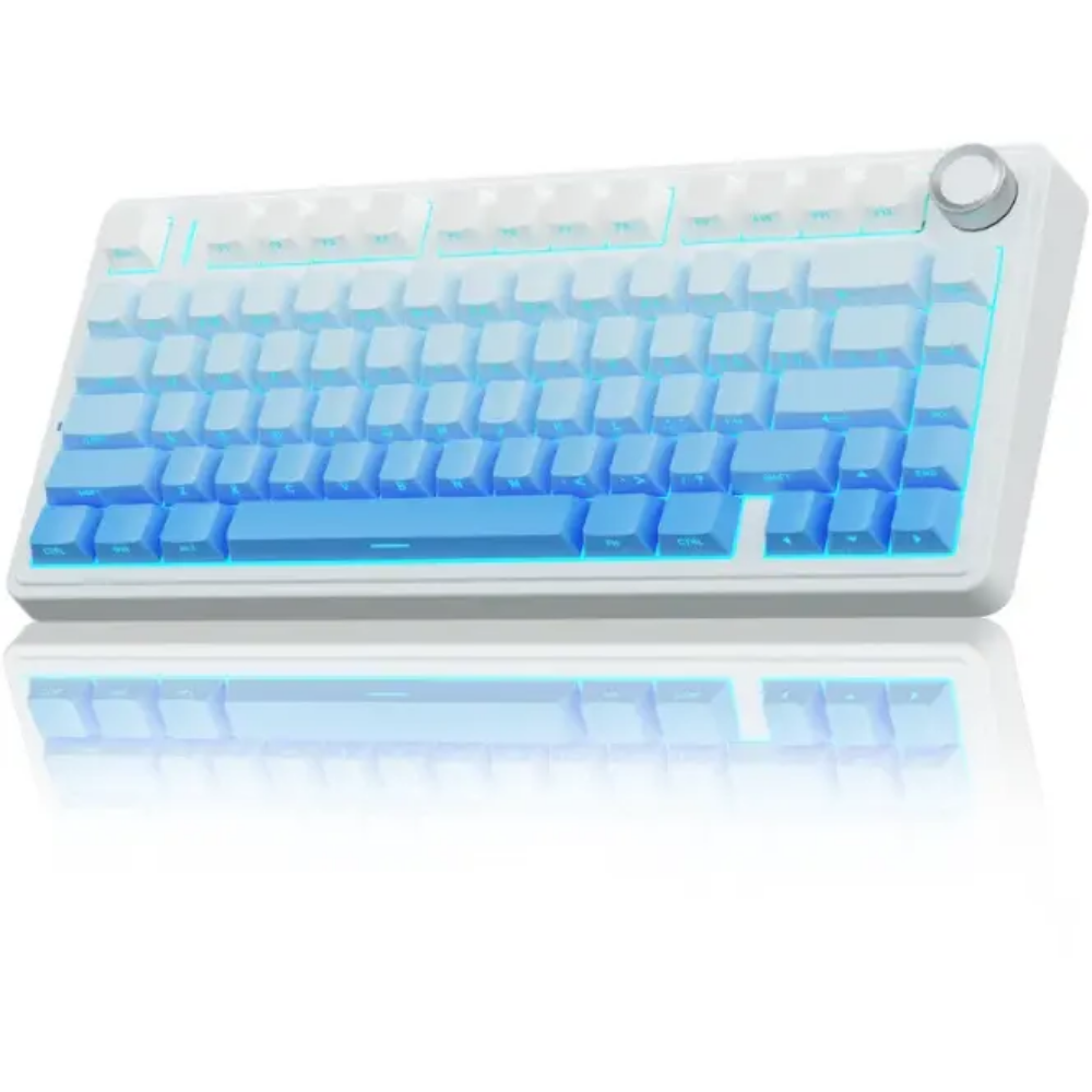 AULA F75 Pro Wireless Mechanical Keyboard, 75% Gasket Hot Swappable Custom Keyboard – Gradient Blue – LEOBOG Reaper Switch