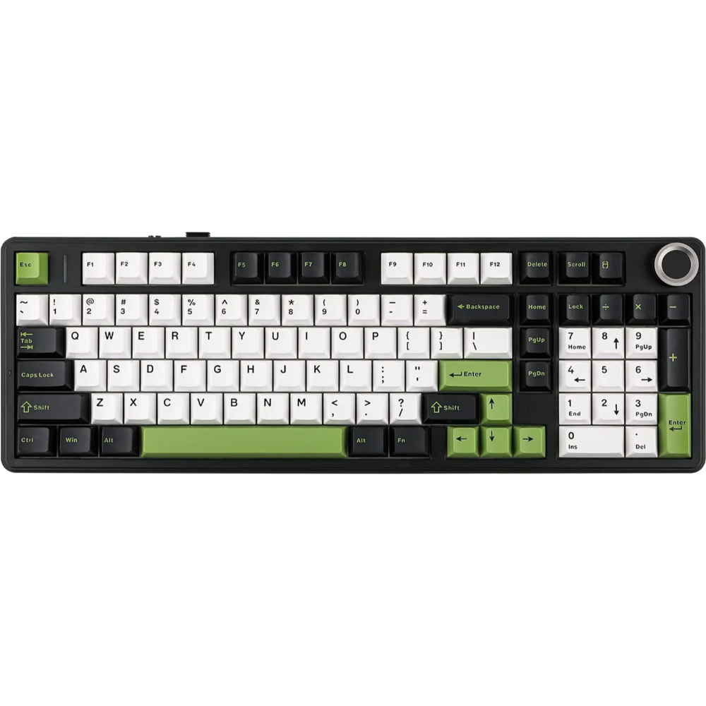 AULA F99 Pro Wireless Mechanical Keyboard, 96% Gasket Hot Swappable Custom Keyboard – Black Green – LEOBOG Greywood V3 Switch