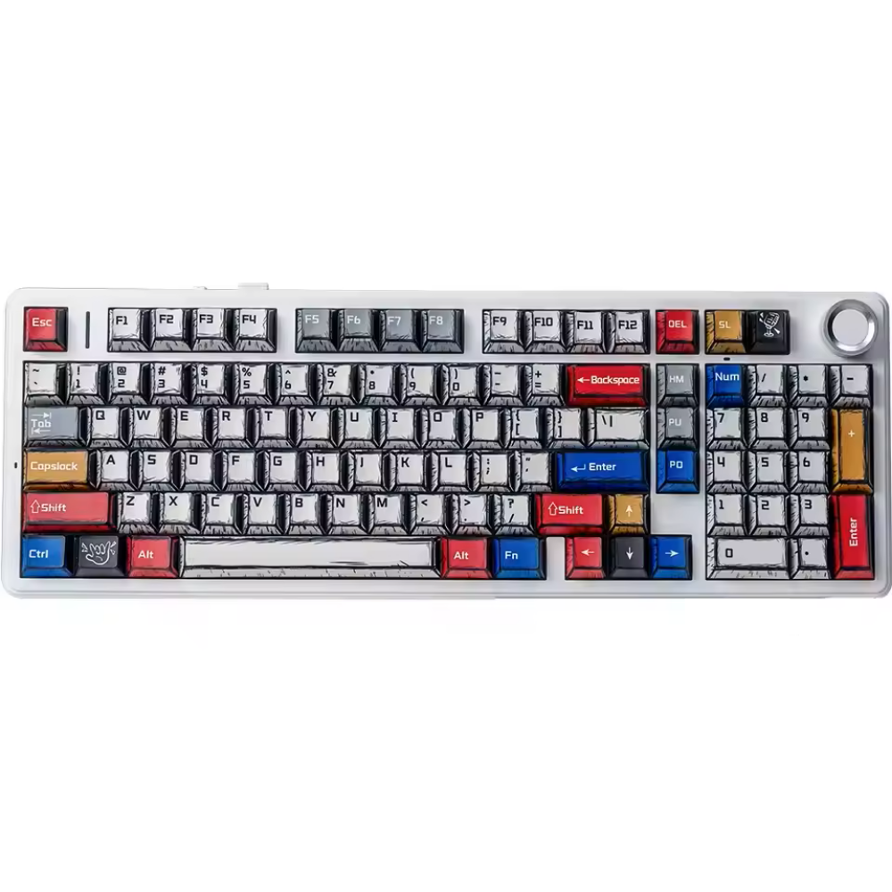 AULA F99 Pro Wireless Mechanical Keyboard, 96% Gasket Hot Swappable Custom Keyboard – Comic – Star Vector Switch (Seiya)