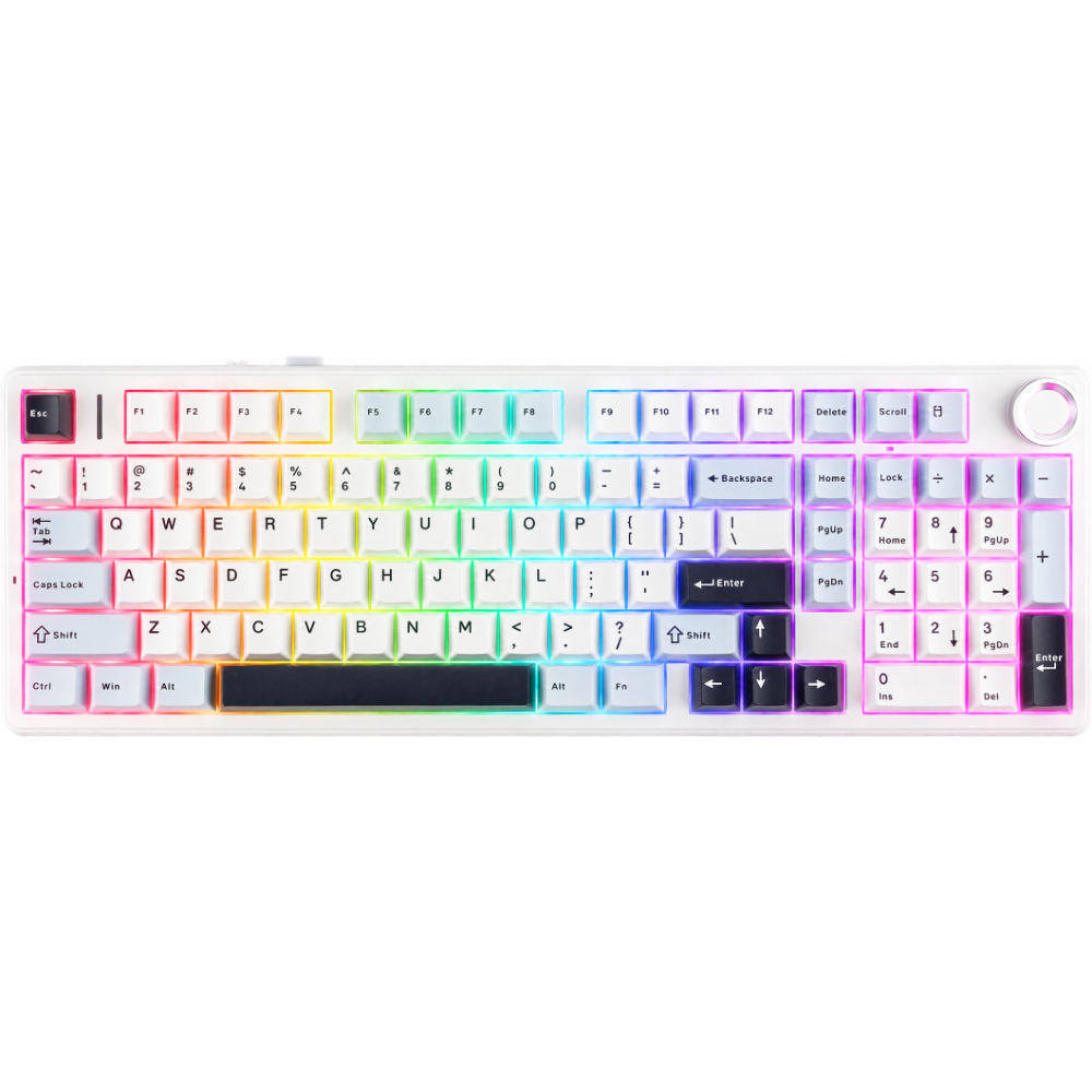 AULA F99 Pro Wireless Mechanical Keyboard, 96% Gasket Hot Swappable Custom Keyboard – Glacial Blue – Star Vector Switch (Seiya)