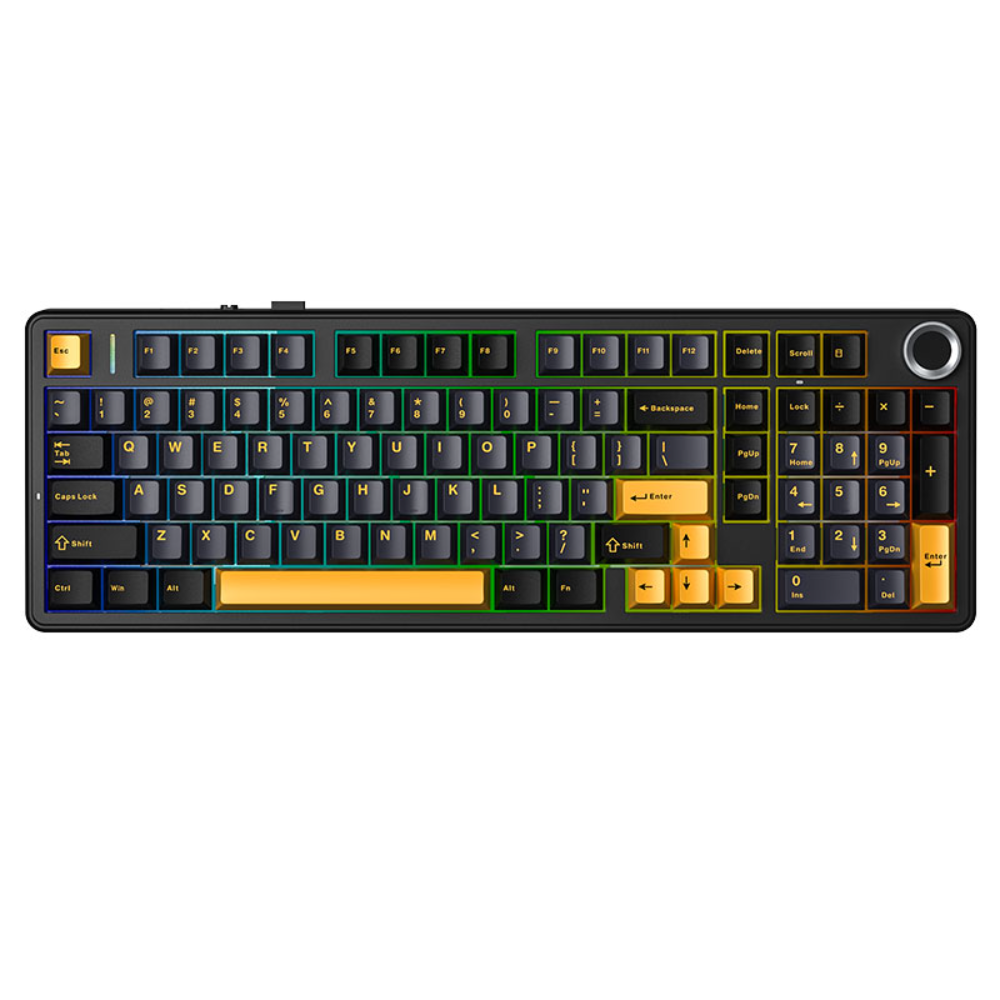 AULA F99 Pro Wireless Mechanical Keyboard, 96% Gasket Hot Swappable Custom Keyboard – Thunder Black – Star Vector Switch (Seiya)