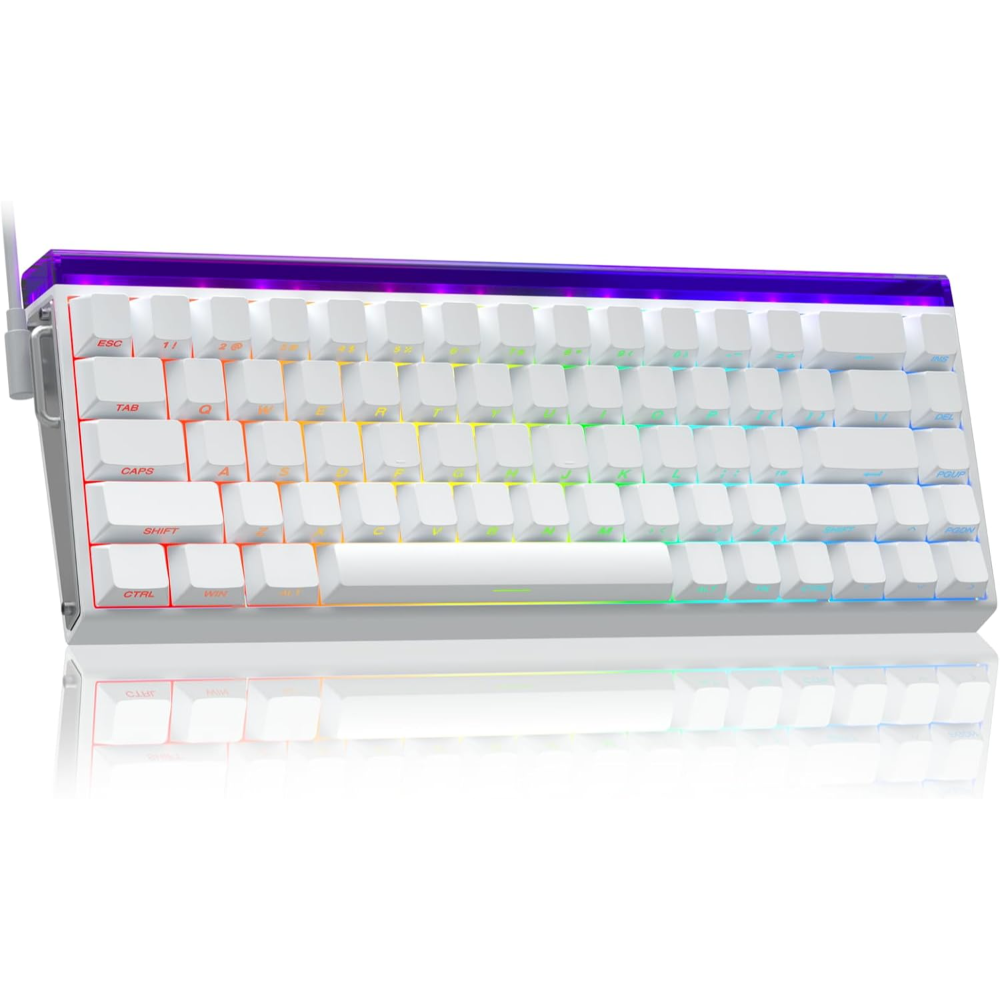 AULA HERO 68 HE Wired Mechanical Keyboard, 8K Polling Rate/128k Scanning Rate, 68% Gasket Hall Effect Hot Swappable Custom Keyboard – White – Black King Magnetic Switch