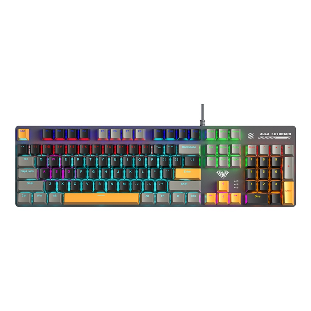 AULA S500 Wired RGB Mechanical Gaming Keyboard, Blue Switch – Black & Grey