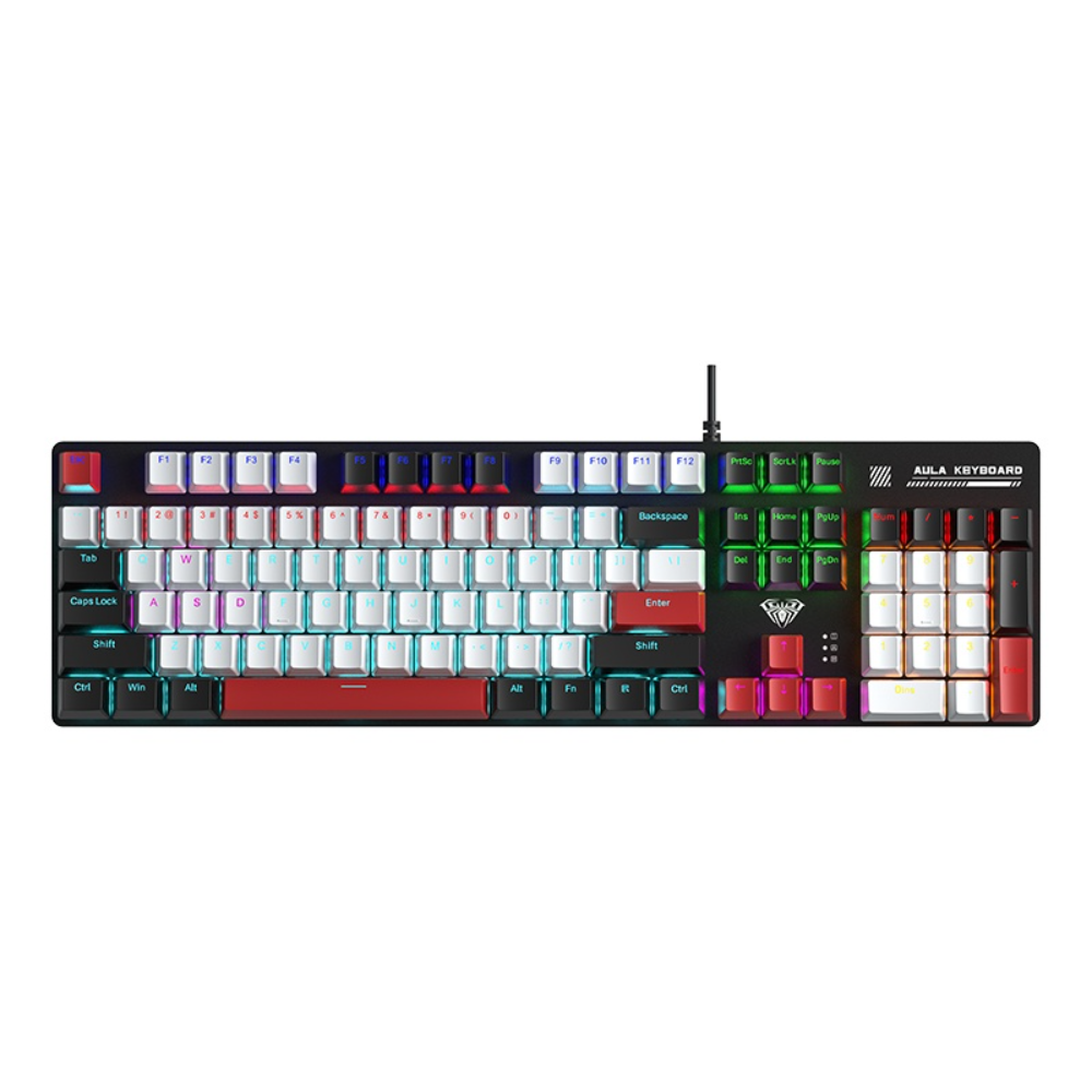 AULA S500 Wired RGB Mechanical Gaming Keyboard, Blue Switch – Black & Red