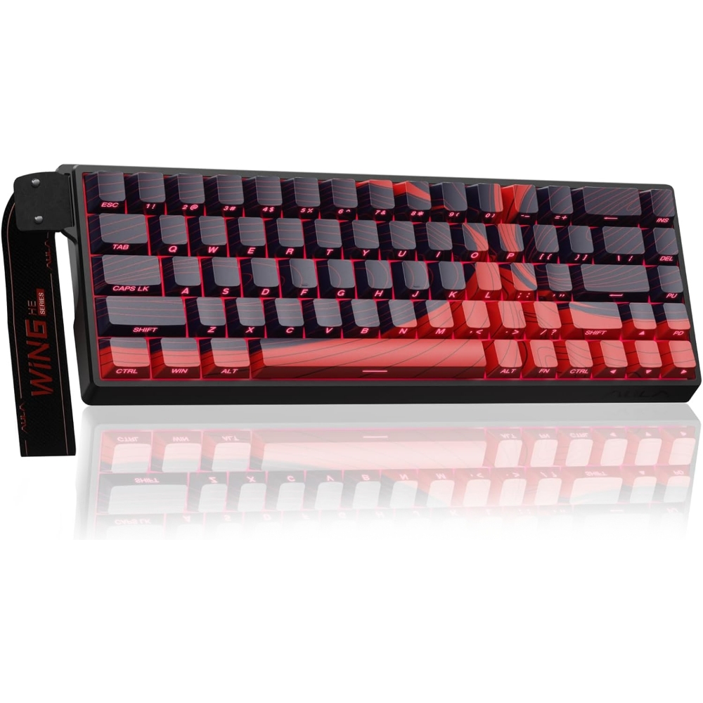 AULA WIN68 HE Max Wired Mechanical Keyboard, 8K Polling Rate, 68% Gasket Hall Effect Hot Swappable Custom Keyboard – Black & Red – Wing Chun Magnetic Switch