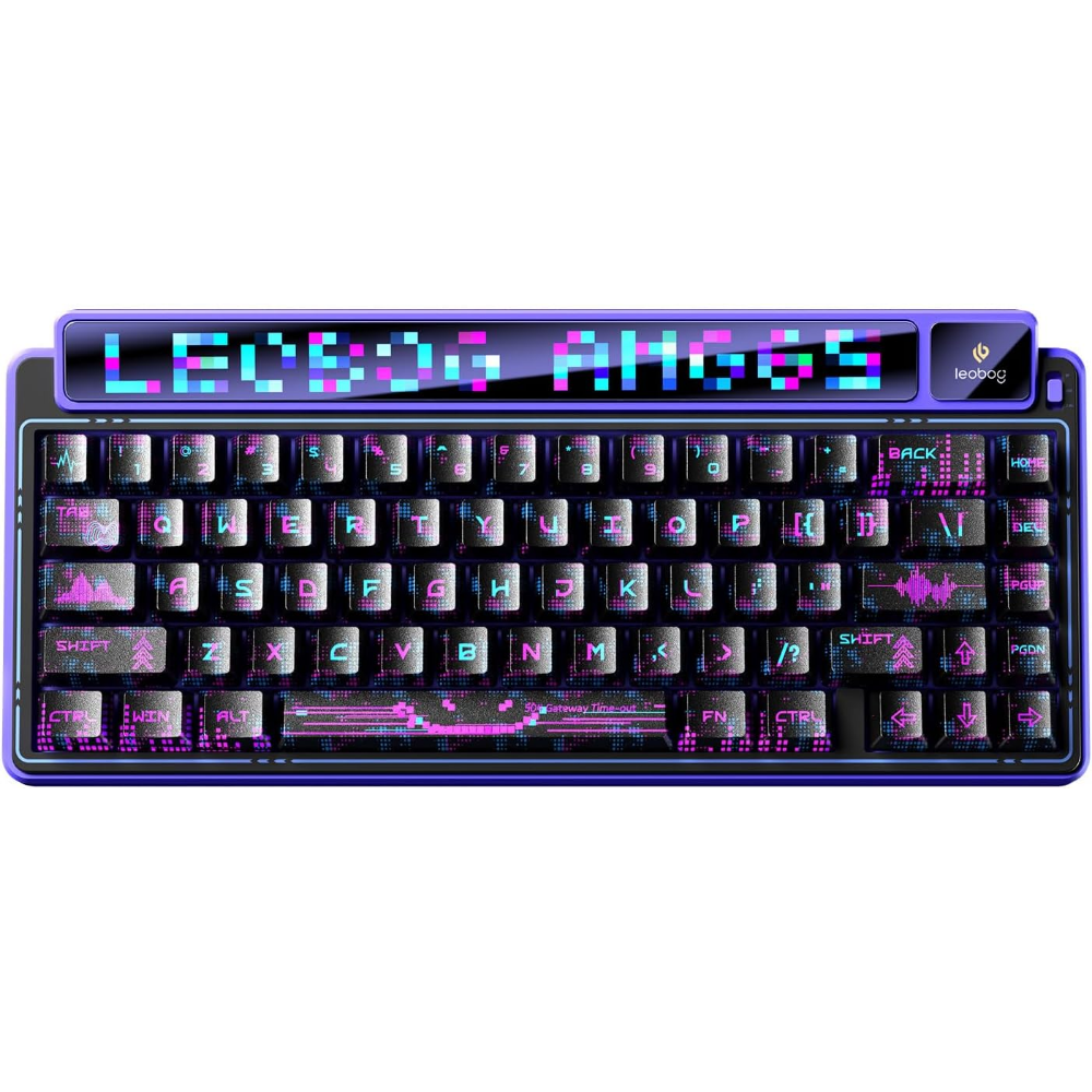 AULA x LEOBOG AMG65 Gasket Wireless Mechanical Keyboard, Dual Screen, 65%, RGB, Bluetooth/2.4G/Wired, Rapid Trigger, Hot Swappable, For Windows Laptop PC Mac – Cyber Star Nights –