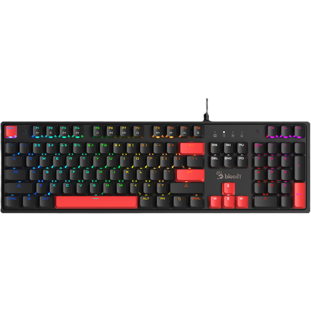 Bloody S520N Mechanical Gaming Keyboard – Red Switches – Fire Black