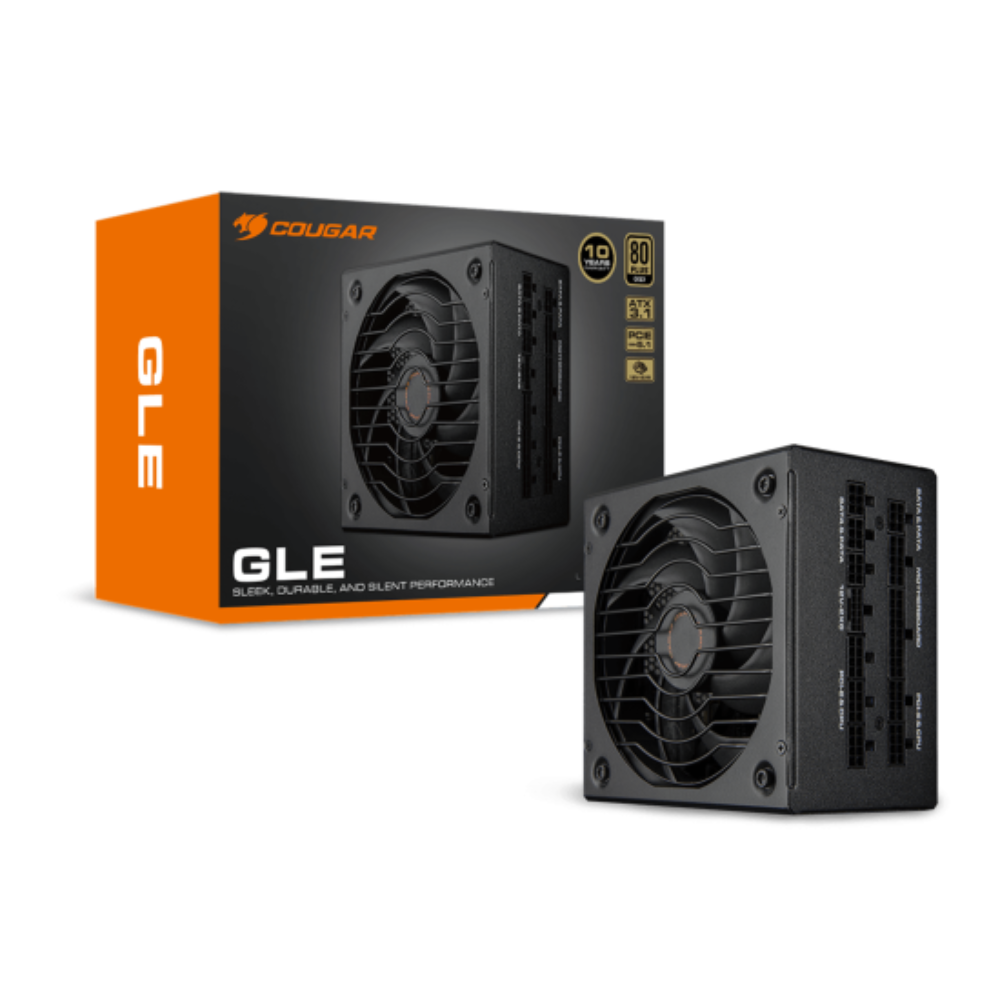 COUGAR GLE 1200W 80 PLUS Gold Fully Modular Power Supply, Supports PCIe 5.1/ATX 3.1, 100% Refined Japanese Capacitors, Durable HDB Fan with Integrated Stabilizing Ring