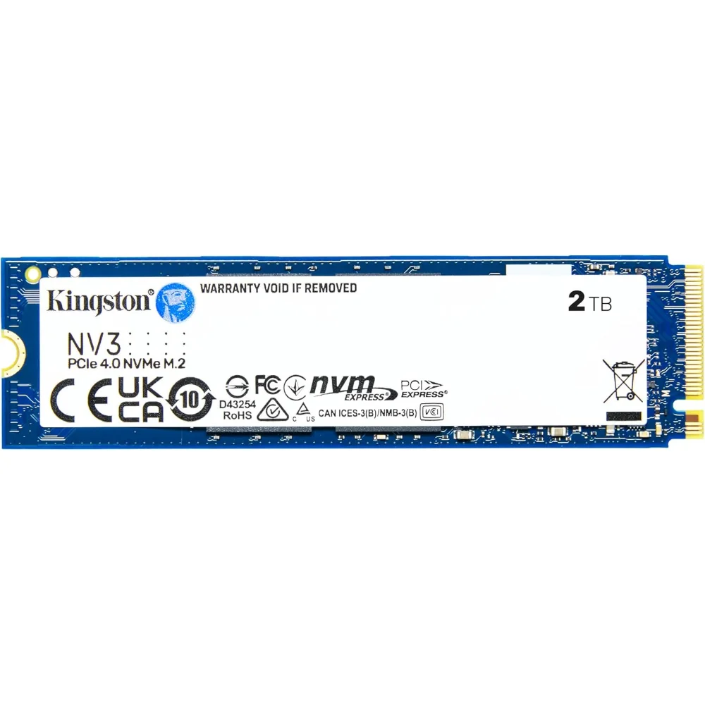Kingston NV3 2TB M.2 2280 NVMe SSD, SNV3S/2000G, PCIe 4.0 Gen 4×4, Up to 6000 MB/s