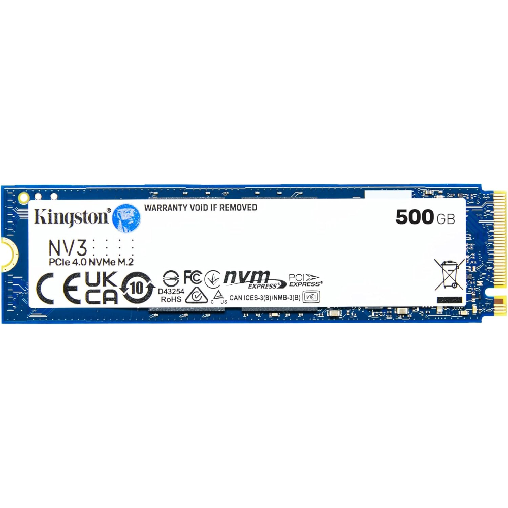 Kingston NV3 500GB M.2 2280 NVMe SSD, SNV3S/500G, PCIe 4.0 Gen 4×4, Up to 6000 MB/s