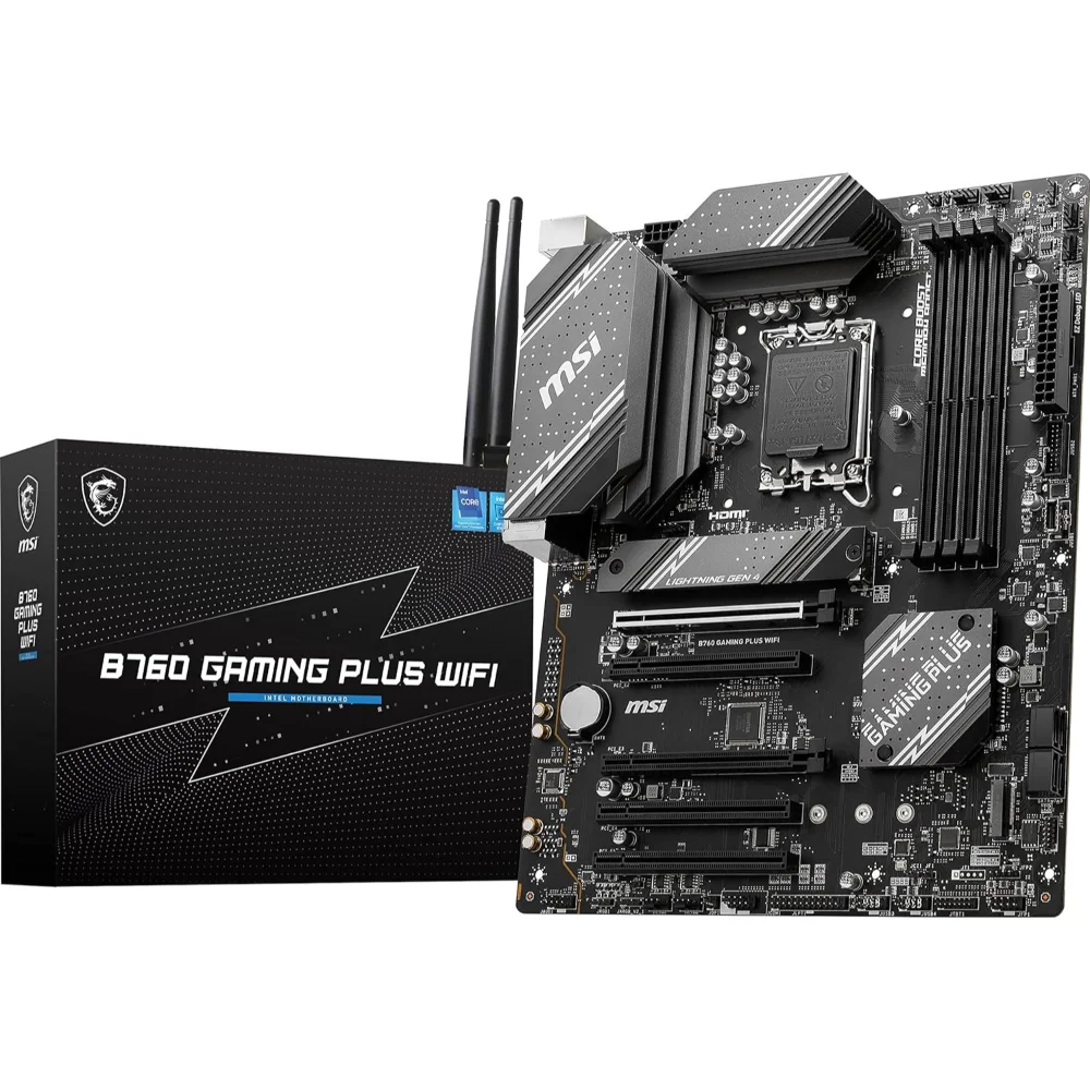 MSI B760 Gaming Plus WiFi DDR5 Gaming Motherboard (Supports 12th/13th/14th Gen Intel Processors, LGA 1700, PCIe 4.0, M.2, 2.5Gbps LAN, USB 3.2 Gen2, HDMI/DP, Wi-Fi 6E, Bluetooth 5.