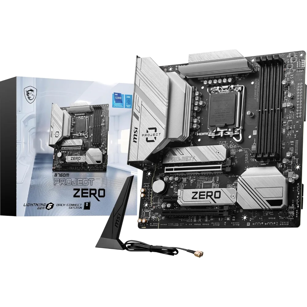 MSI B760M Project Zero WiFi Gaming Motherboard (Support 14th/13th/12th Gen Intel Processors, LGA 1700, DDR5, PCIe 5.0, M.2 Slots, 2.5Gbps LAN, USB 3.2 Gen2, HDMI/DP, Wi-Fi 6E, Blue