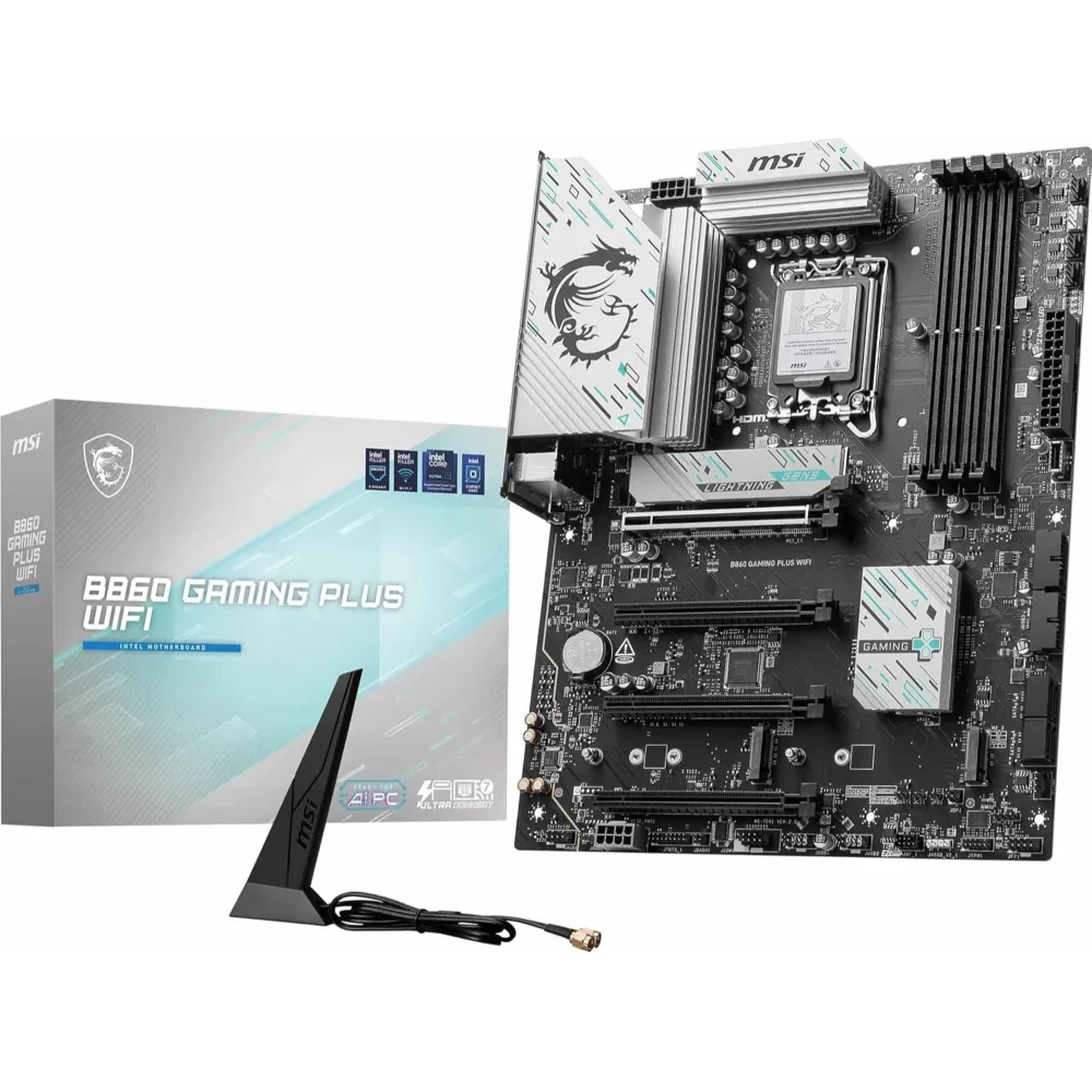 MSI B860 Gaming Plus WiFi Motherboard, ATX – Supports Intel Core Ultra Processors (Series 2), LGA 1851 – DDR5 Memory Boost 8600+ MT/s (OC), PCIe 5.0 x16, M.2 Gen5, Intel Killer 5G