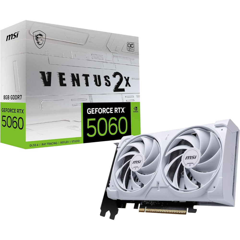 MSI Gaming GeForce RTX 5060 8G VENTUS 2X OC Graphics Card – White