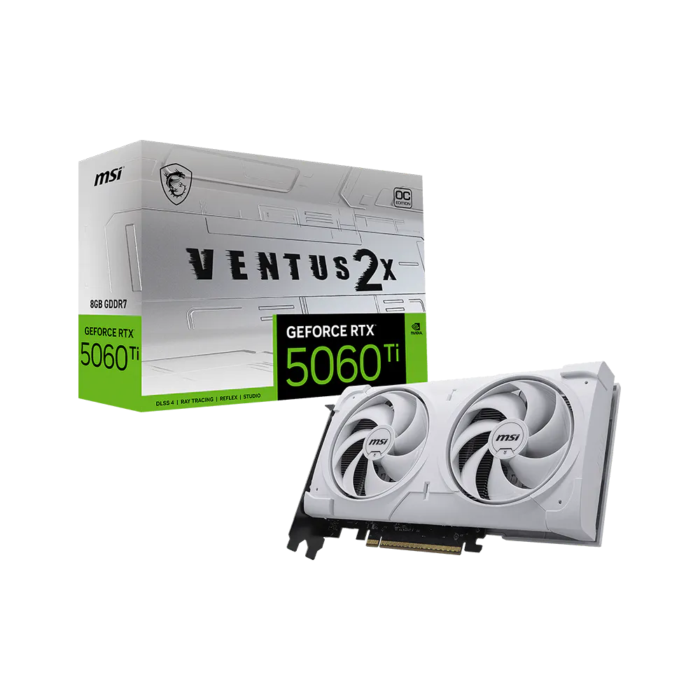 MSI Gaming GeForce RTX 5060 Ti 8G VENTUS 2X OC PLUS Graphics Card – White