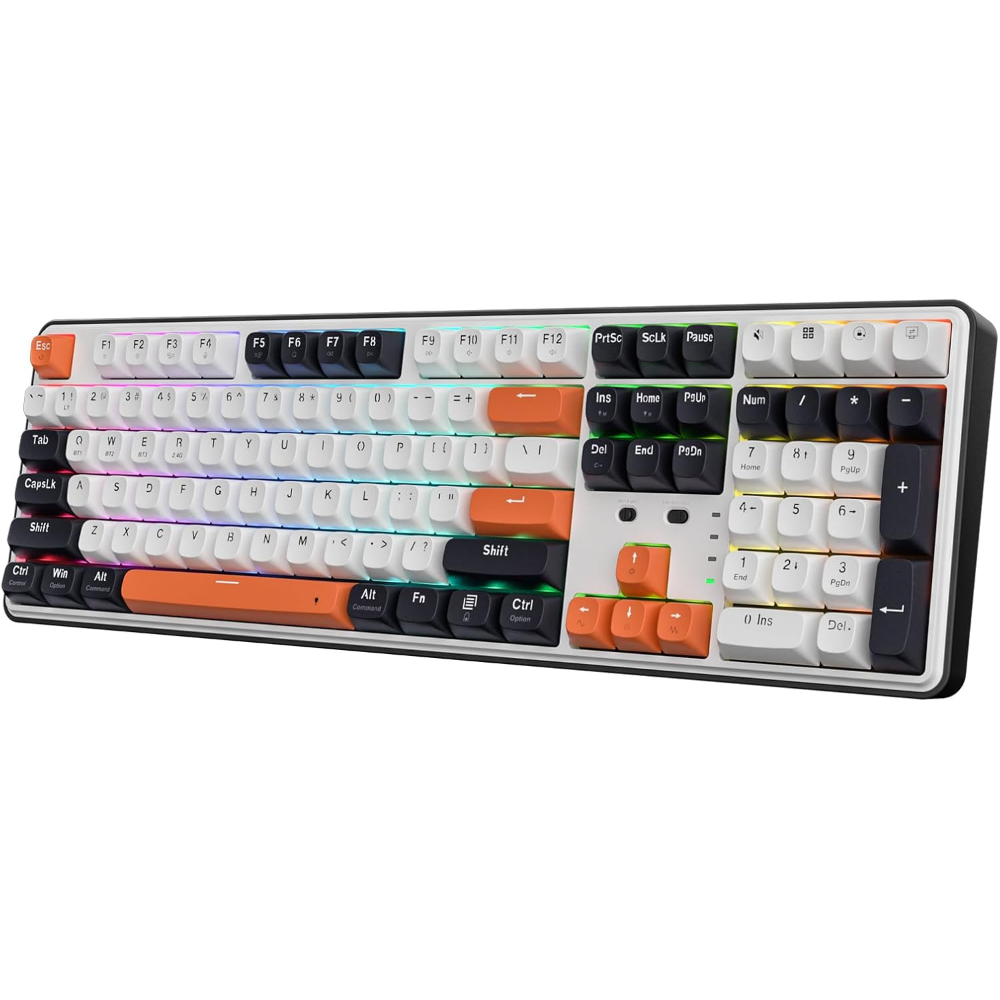 Redragon K689 PRO Wireless Gasket RGB Gaming Keyboard, 108 Keys, Extra 4 Hotkeys, Upgraded Hot-swappable Socket, 3-Layer Noise Dampening, Round PBT Keycaps, Custom Linear Switch –