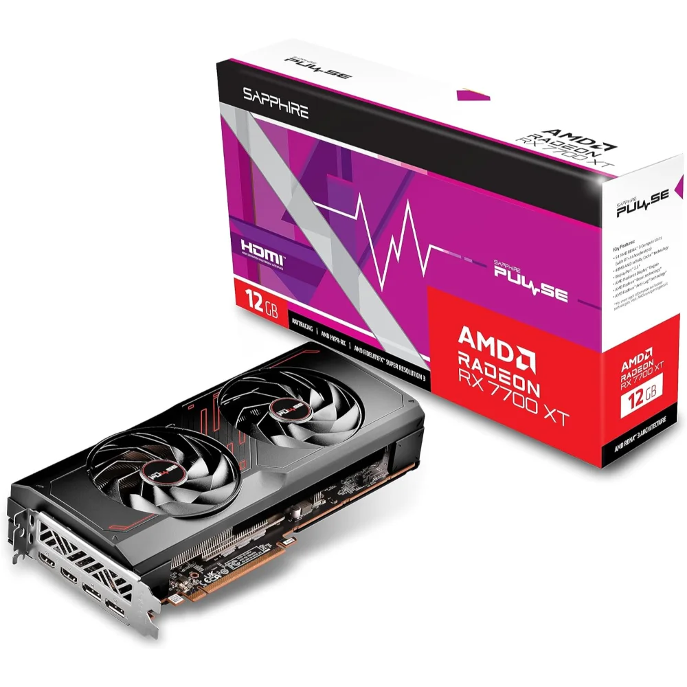 Sapphire 11335-04-20G Pulse AMD Radeon RX 7700 XT Gaming Graphics Card with 12GB GDDR6, AMD RDNA 3