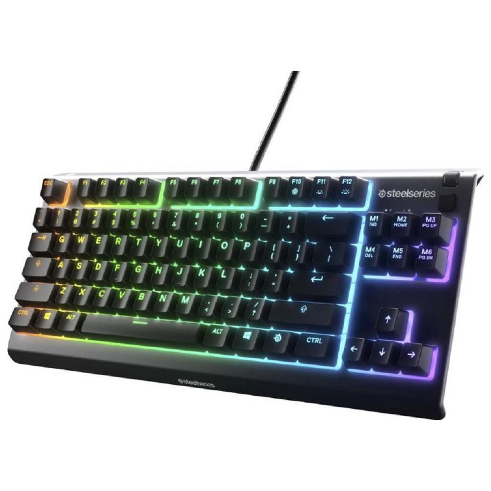SteelSeries Apex 3 TKL RGB Gaming Keyboard – Tenkeyless Compact Form Factor – 8-Zone RGB Illumination – IP32 Water & Dust Resistant – Whisper Quiet Gaming Switch