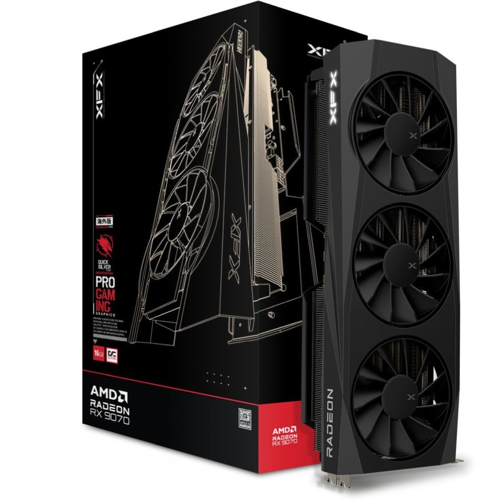 XFX RX-97QICKBB9 Quicksilver AMD Radeon RX 9070 OC Gaming Graphics Card, 16GB GDDR6, 256bit, HDMI/3x DP, AMD RDNA 4